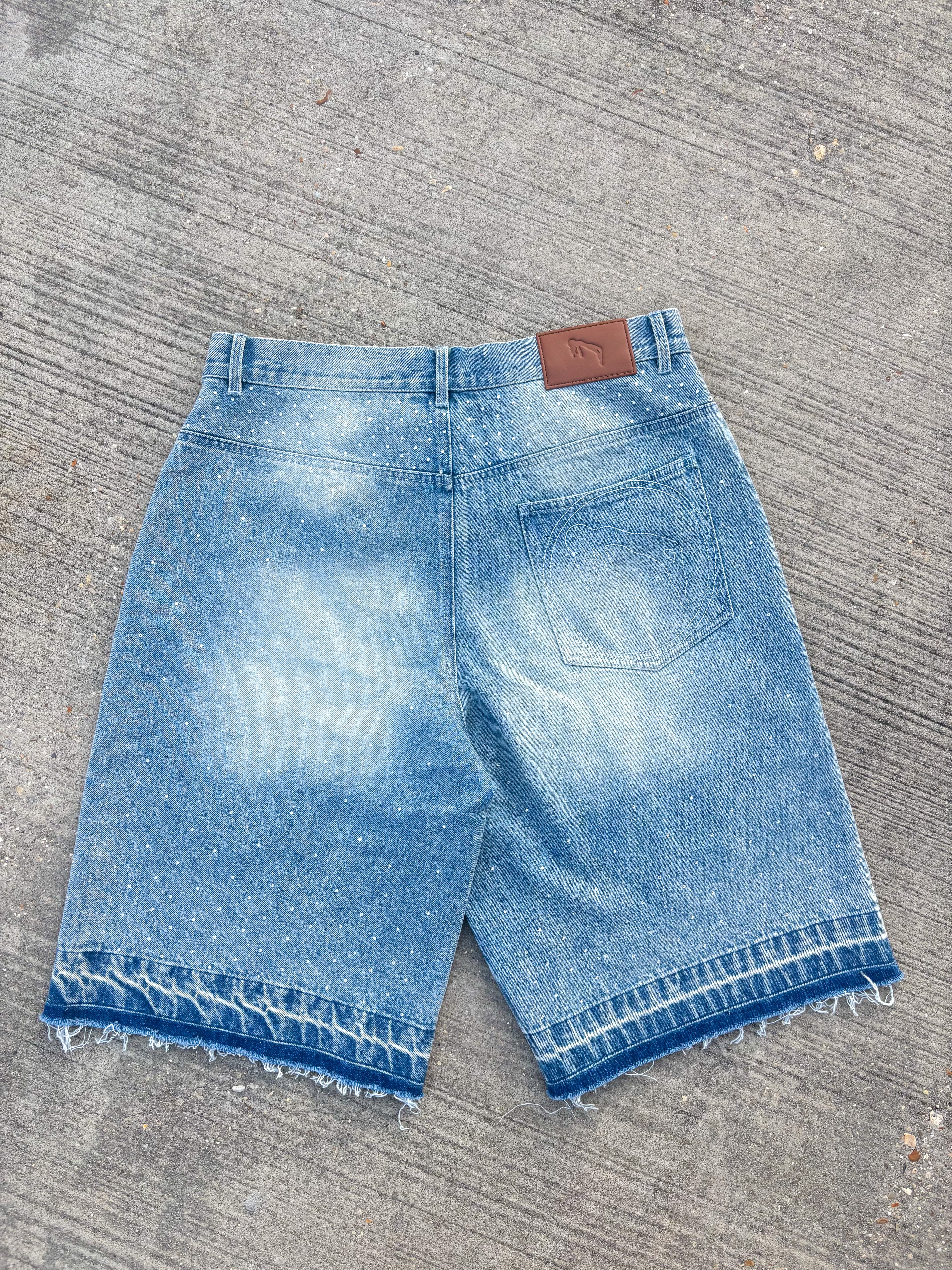"Live Elevated" Arabic Denim Jorts