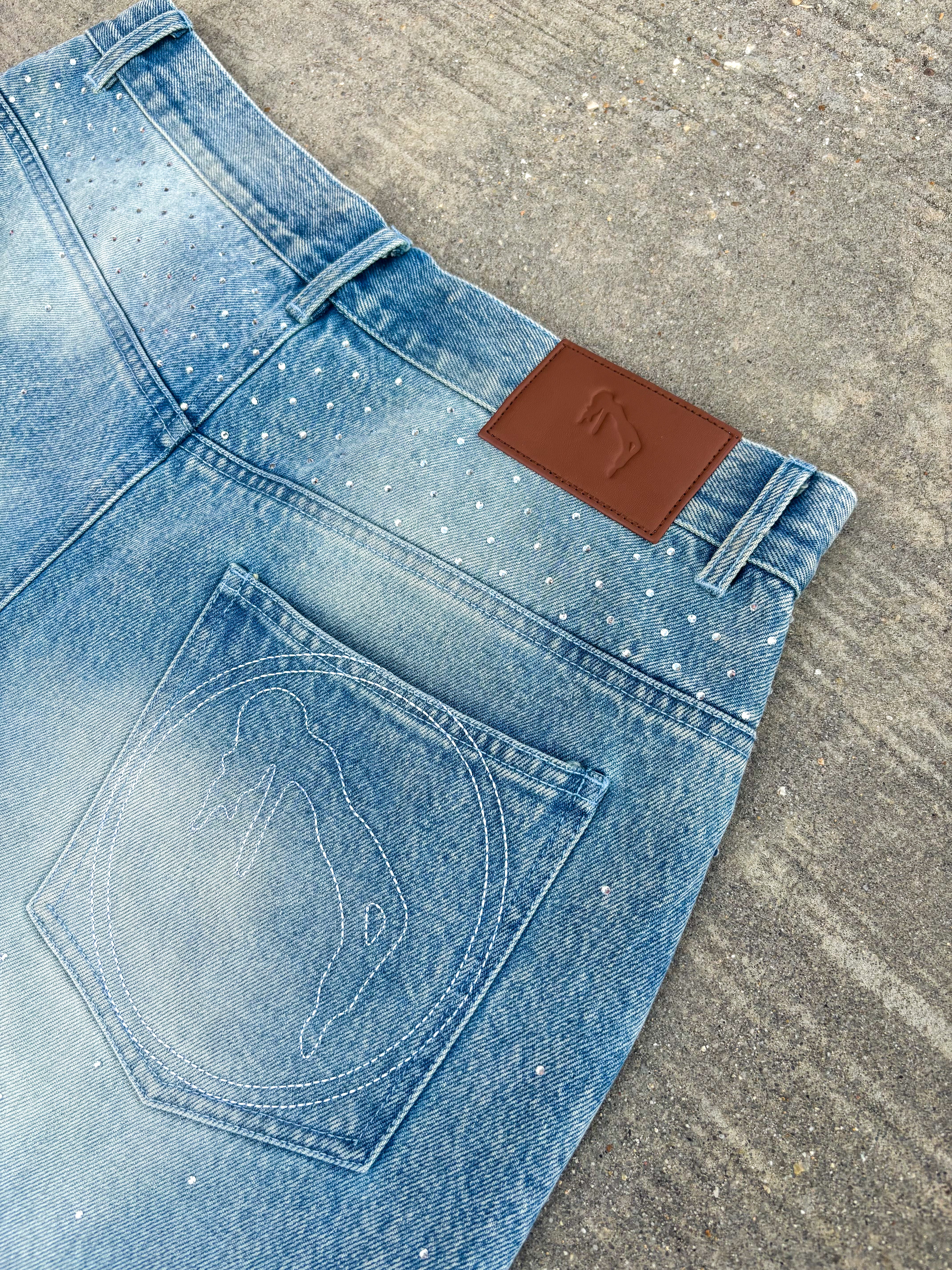 "Live Elevated" Arabic Denim Jorts